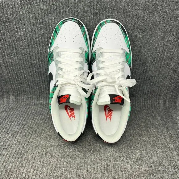 Nike Dunk Low Premium Tartan Plaid Christmas White Green Red Mens 9 DV0827-100